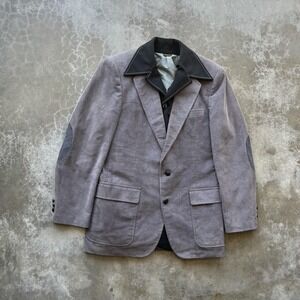 Corduroy Blazer Mens Large Gray Elbow Patches Sport Coat 2 Button Lined Classic